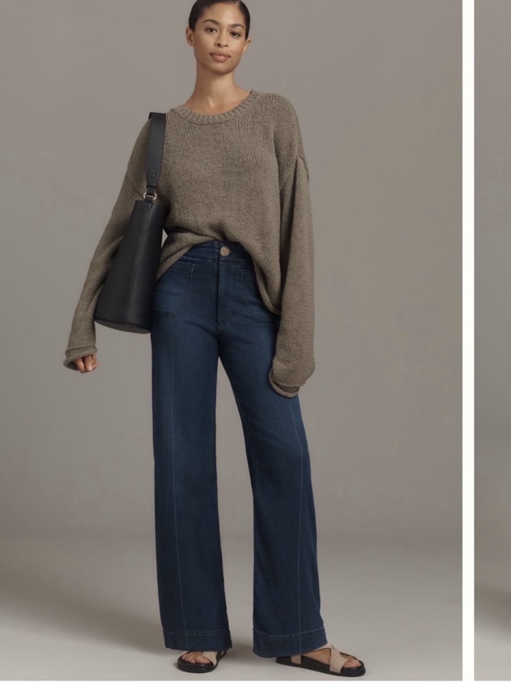 MAEVE • the Colette knit high rise wide leg full length jeans - size 25 cozy